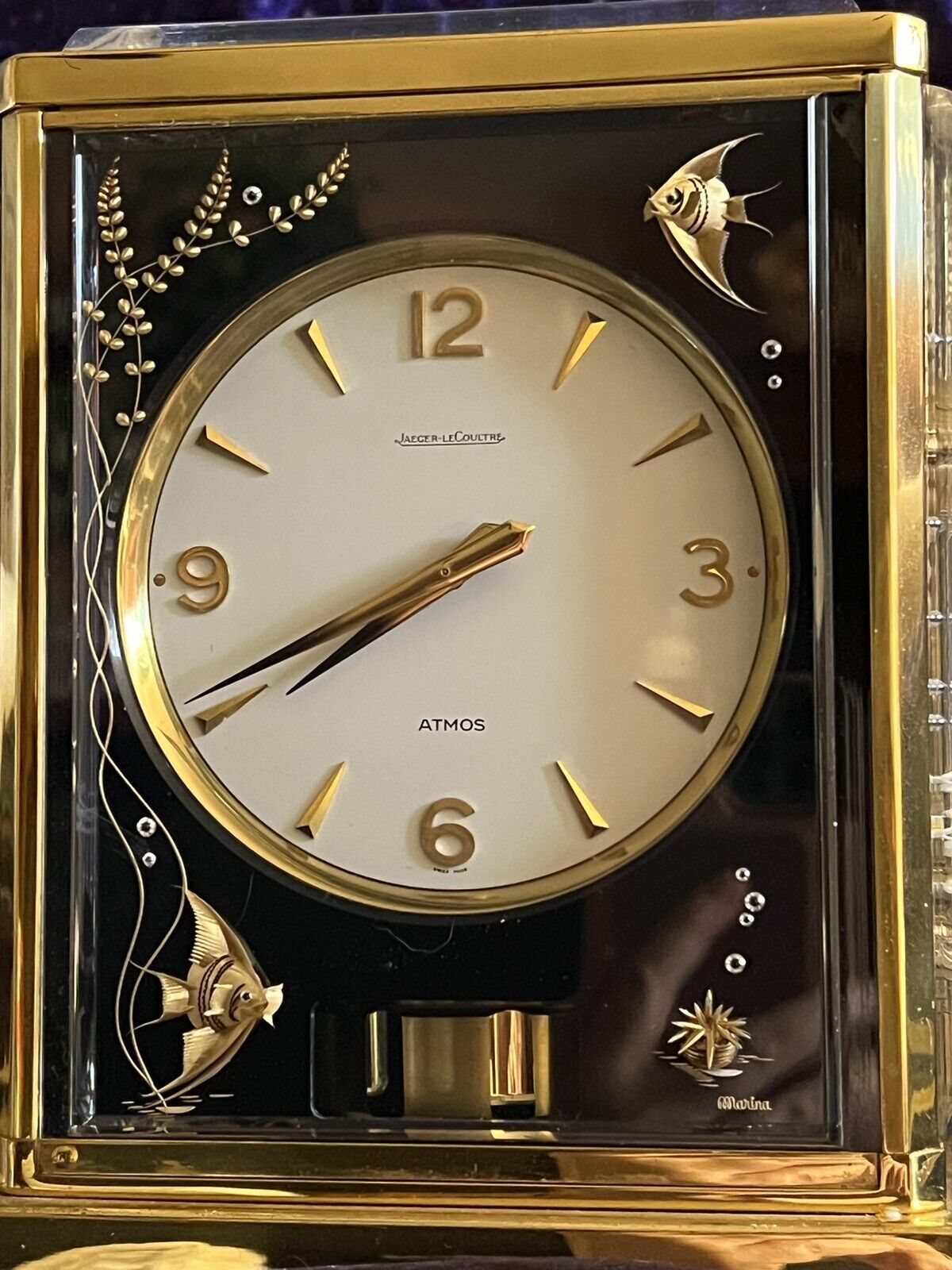 Rare Jaeger Lecoultre Atmos Marina Black/Brass Mantle Clock - PRICED TO SELL!