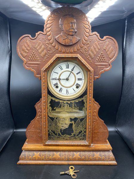 OAK SESSIONS ADMIRAL DEWEY NAUTICAL NAVY CLOCK WITH KEY WORKS