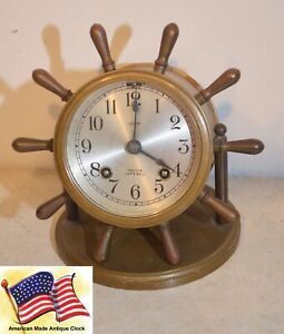 SPECIAL-CHELSEA VANDERBILT 3 1/2" DIAL SHIPS BELL CLOCK WITH RESTORED MOVEMENT
