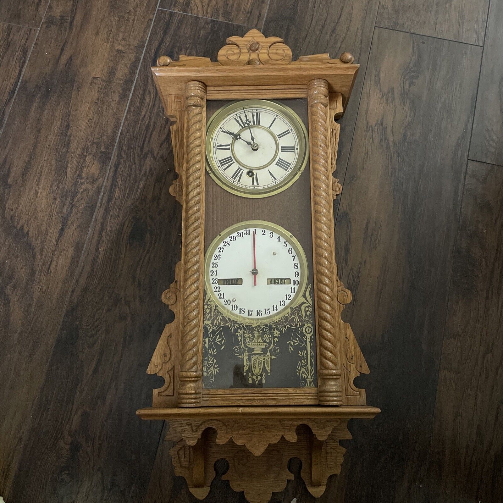 Antique 1893 Waterbury No. 36 Perpetual Calendar Wall Clock Untested