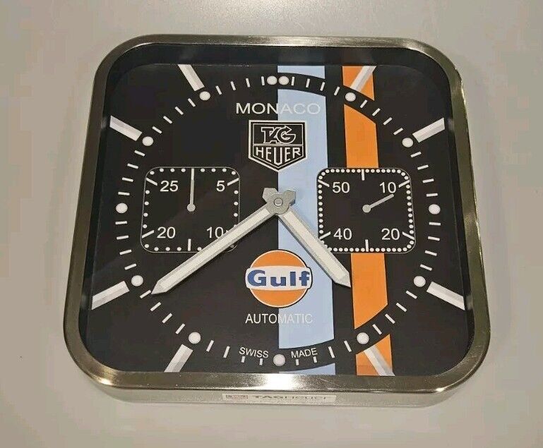 OFFICIAL TAG HEUER GULF MONACO F1 Clock...Rare & 100% Authentic Store Clock!