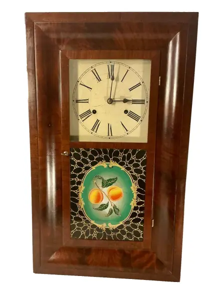 Chauncey Jerome Ogee Shelf Clock Reverse Painting on Glass c1840-1850 Nice Case