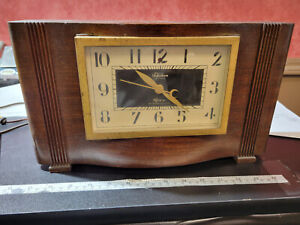 VINTAGE REVERE WESTMINSTER CHIME ELECTRIC MANTLE CLOCK TELECHRON MOTORED ~