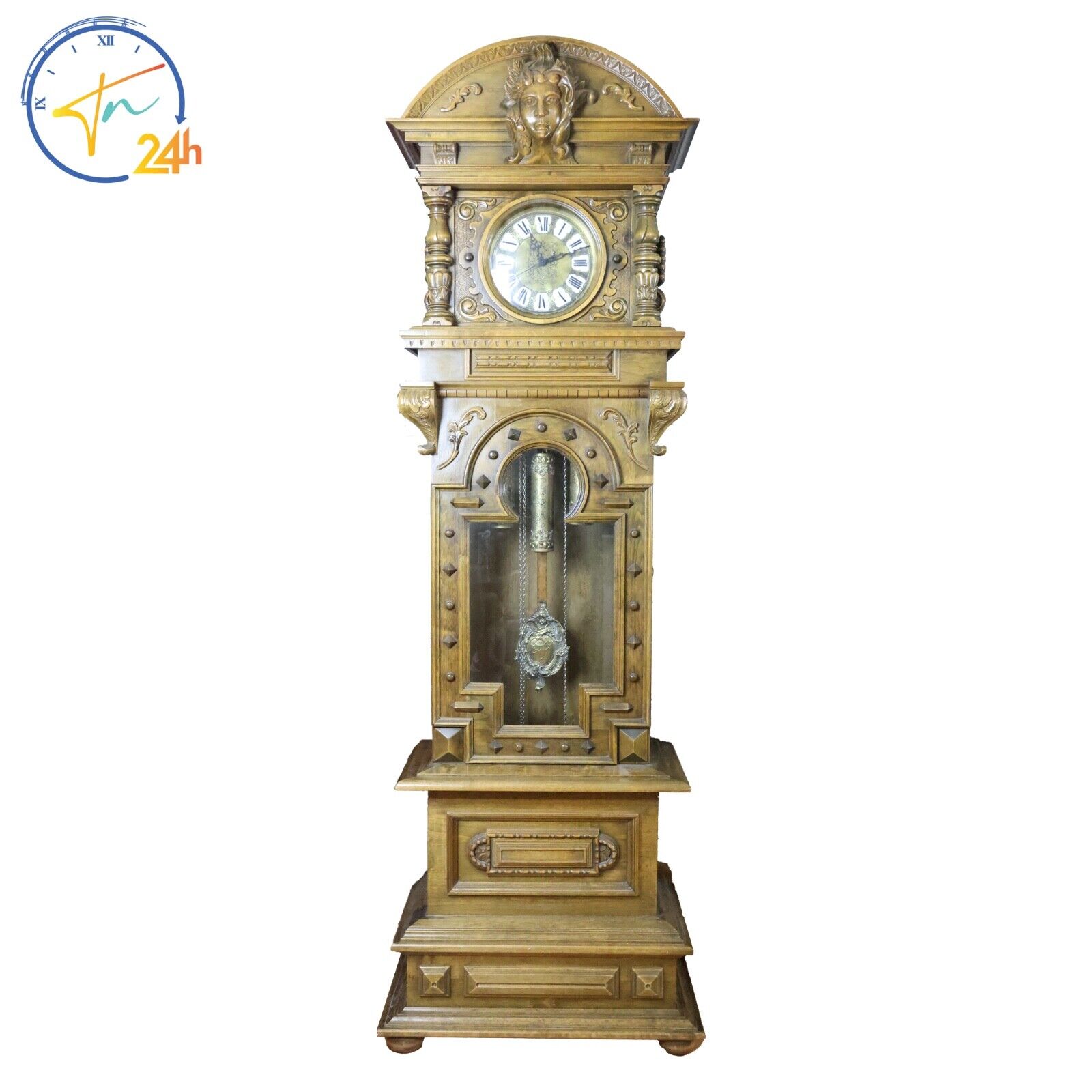 Beautiful 1970s Gazo Rancho Santa Fe 8 Day Oak Grandfather Clock