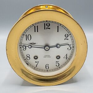 Chelsea Ship's Bell Clock 4" Dial WORKING Brass Case Circa 1975-1979 FREE SHIP