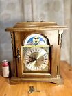 Vintage Emperor Moon Phase Walnut Mantel Clock. Clean. Runs Well