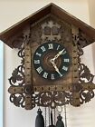 Black Forest Railway Railroad Cuckoo Inlayed Made In Germany Wall Clock