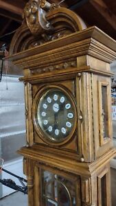 GAZO FAMILY  STRIKE TRIPLE CHIME CLOCK,SOLID WALNUT CASE,3 WEIGHTS DRIVEN