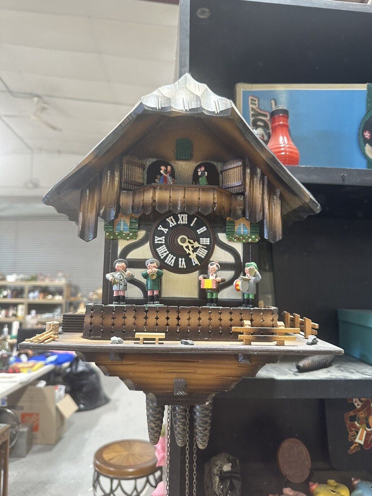 VTG Albert Schwab Cuckoo-Clock German Dancers Cuendet SwissMusical BlackForrest