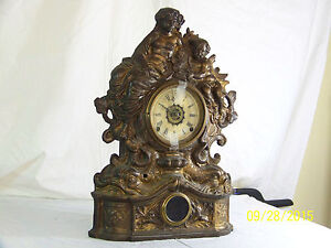 Antique 1850's Waterbury Bronze/Metal Mantle / Floor Clock