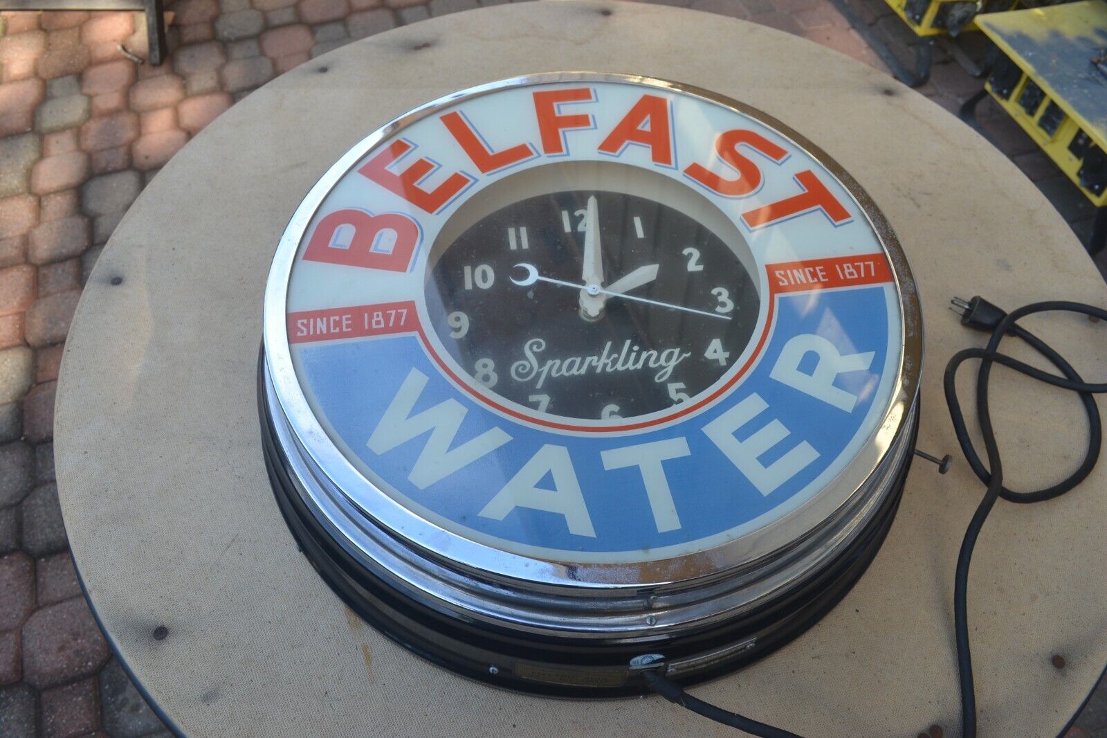 GLO-DIAL NEON CLOCK - VINTAGE, BELFAST SPARKLING WATER - VERY RARE 22”