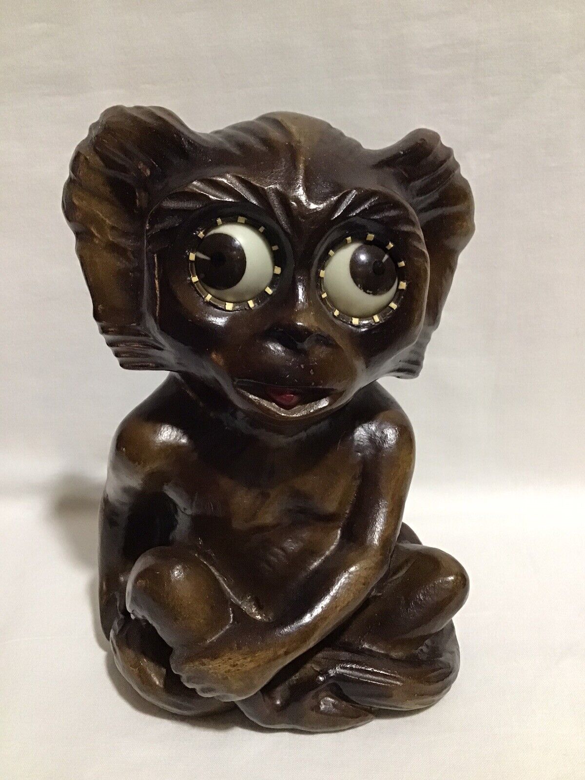 ANTIQUE 1940 OSWALD GERMANY ROTATING EYES MONKEY CLOCK BLACK FOREST *RARE ITEM*