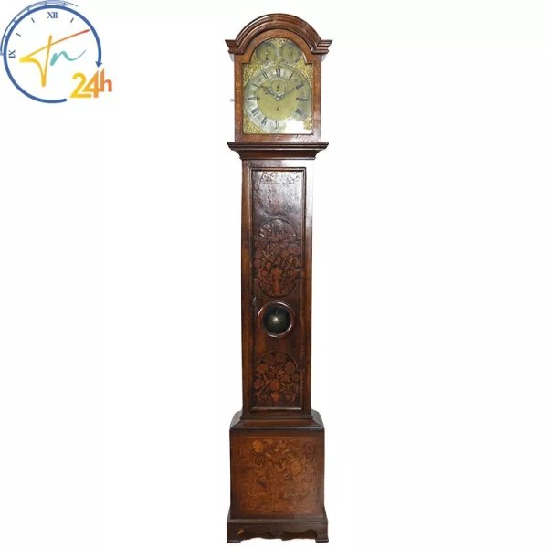 19th Century Continental Marquetry England 9 Bells Grandfather Clock