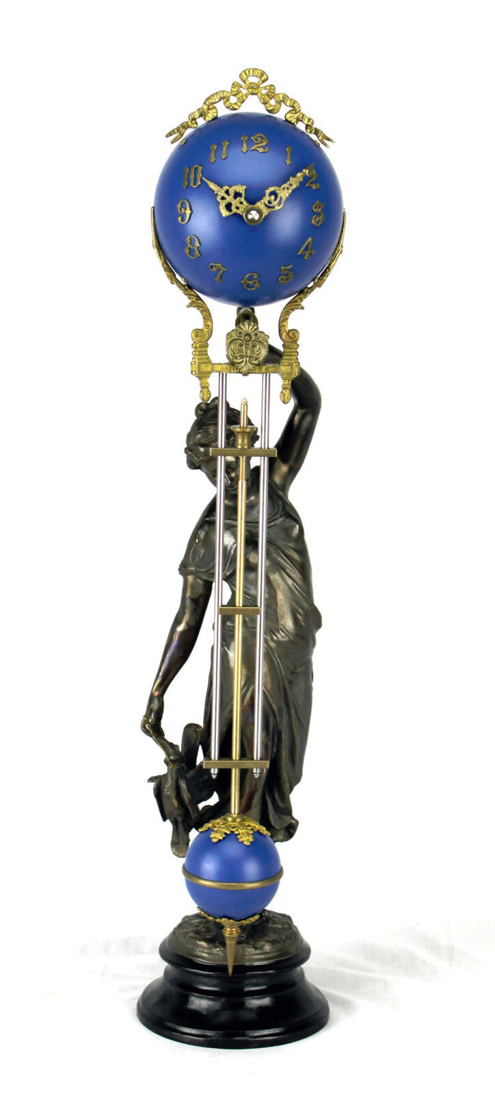 Ansonia Style 8 Day Brass Huntress Lady Mystery Swinging Swinger Clock - Superb!
