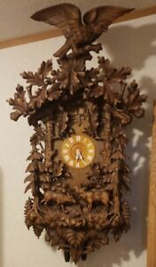 Vintage Large Cuendet Musical Carved Cuckoo Clock Enormous 55" tall!