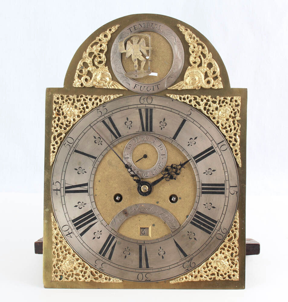 London father time automaton brass dial grandfather clock movement @ 1780 Rare!
