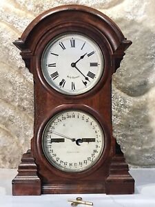1876 ANTIQUE USA SETH THOMAS  Double Dial Strikes Calendar day month Clock