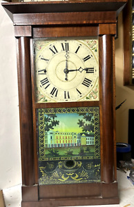 11-19 Antique Isaac Packard Wooden Works Torrington Movement Empire Clock