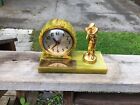 Beautiful Bakelite Shooting Trophy Clock Green And Yellow Swirl 1953 Nice