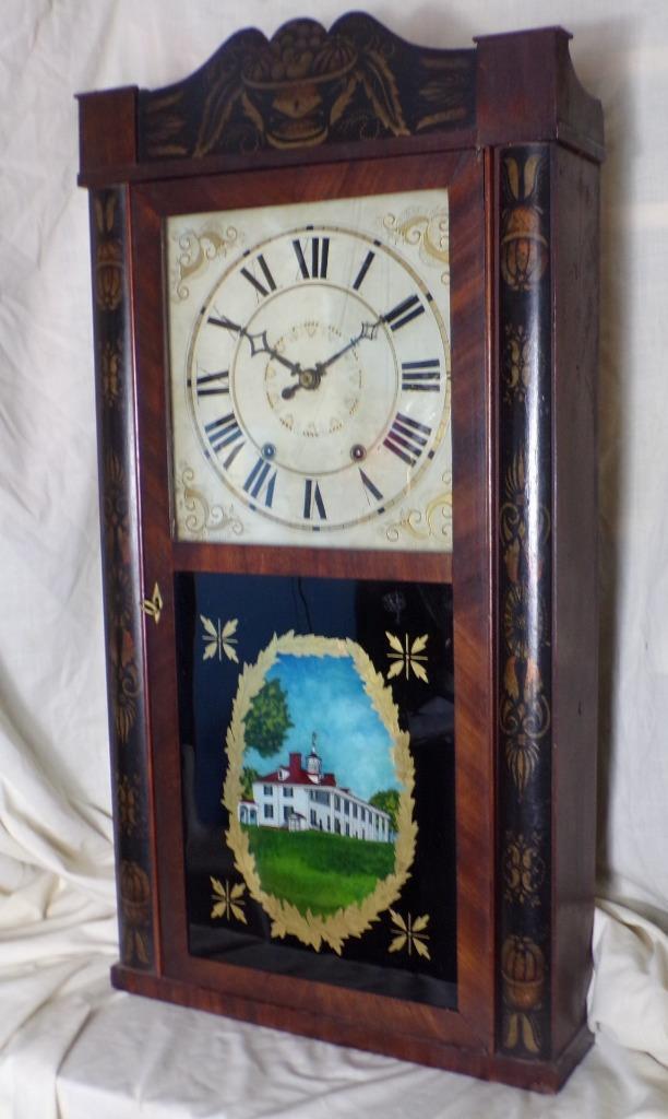 Mark Leavenworth & Co Wooden Works Half Column & Splat Clock 30 Hour T&S Working