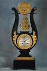 Rare & Superb Antique French Gilded Bronze & Wood Lyre Swinger Mystery Clock