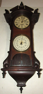 Antique Jerome New Haven Perpetual Double Dial Calendar Wall Clock Parts/Project