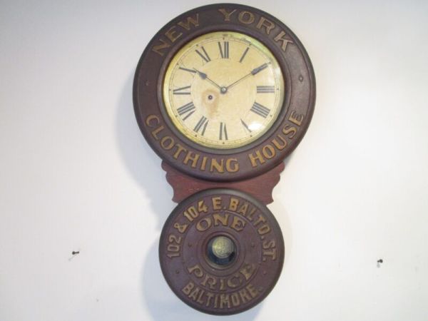 BAIRD ADVERTISING CLOCK FOR NEW YORK CLOTHING HOUSE - 1891-1895