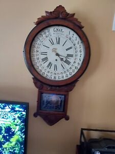 William Gilbert "Office Drop" 1889. Calendar Clock.  Excellent condition.