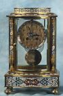 Superb Antique French Cloisonne Champleve Crystal Regulator Clock 19th Century