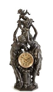 LARGE ANTIQUE FRENCH FUGURAL CLOCK
