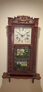 RARE Jerome's & Darrow 8-Day Wooden Works Clock c.1830