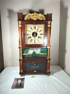 Antique 1830s Birge, Mallory Co.  Clock Working Great Mantle Clock Iron Wieghts