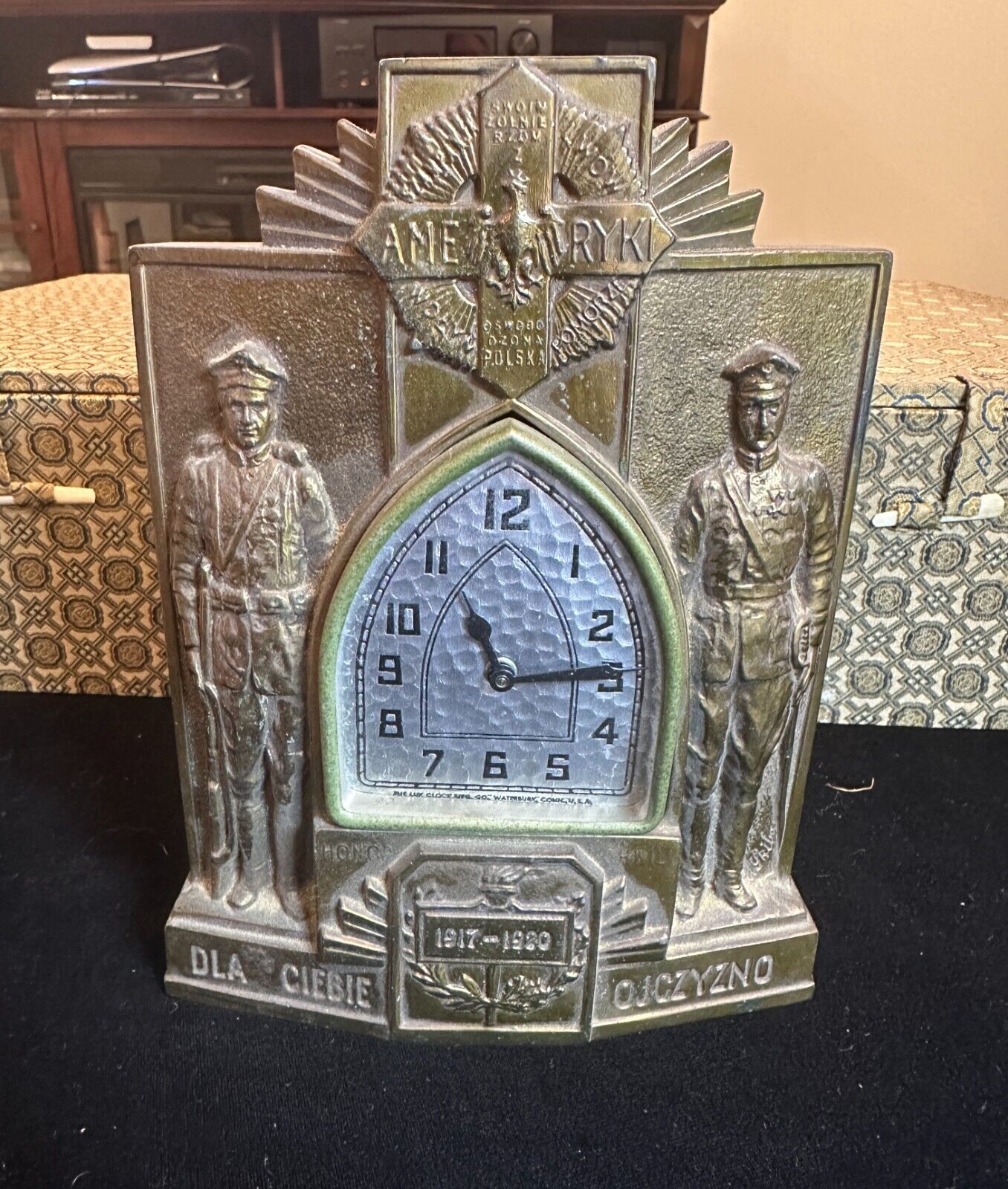 RARE 1920's Antique WW1 Polish Blue Army Clock by J.J. Uszynski