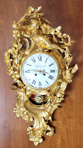 New ListingSuperb Large 19C French Gilt Bronze Tiffany & Co Cartel Wall Clock