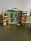 Imhof Table Clock Swiss Winding Vintage Enamel Dame Painting Cottage Core gold