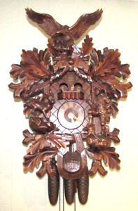 Large 8-Day ?ors Germany EAGLE Hunter Musical Cuckoo Clock With Deer