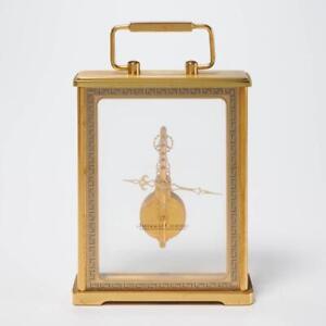 Jaeger LeCoultre Swiss Skeleton 16 Jewel Greek Key Brass Table Top Desk Clock
