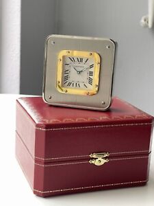 *** Cartier Santos Jumbo Desk Alarm Clock with Box and booklet Manuel Mint  ***