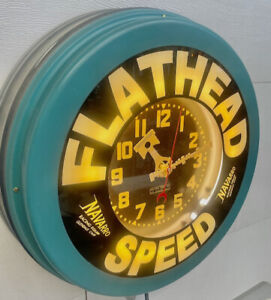 Curtis Hot ROD, Flathead Speed, Neon Clock 22" Body, GLO-DIAL RUN what you BRUNG