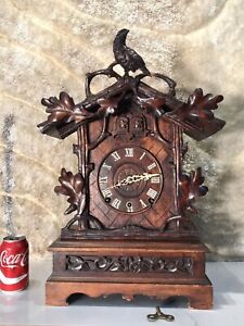 Antique Germany Black Forest KEY WOUND,Double Birds,3 Spring strike Cuckoo Clock