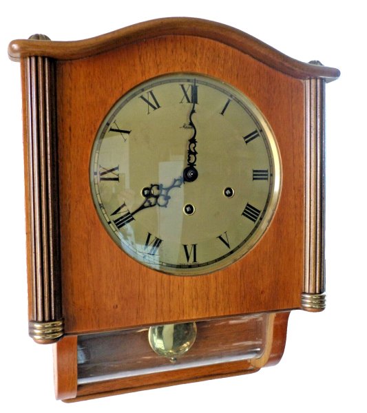 NICE ANTIQUE FRIEDRICH MAUTHE GERMAN 8 DAY WESTMINSTER CHIME RED OAK WALL CLOCK!