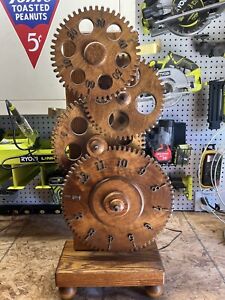 Vintage Clockwork Inc Oak Wood Gear Clock Synchron Electric New Motor WORKS!!!