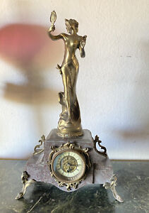 New ListingVintage large french marble and bronze matel clock Working Condition