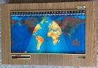Vintage GEOCHRON by KILBURG LIGHTED ROTATING MAP CLOCK WORLD OAK Boardroom Brown