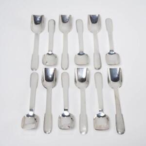 Christofle Laos Luc Lanel Art Deco Silverplate Ice Cream Shovel Spoons 5" 12pcs