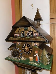 Black Forest Regula Musical Dancers W/ Waterwheel 8-Day Cuckoo Clock