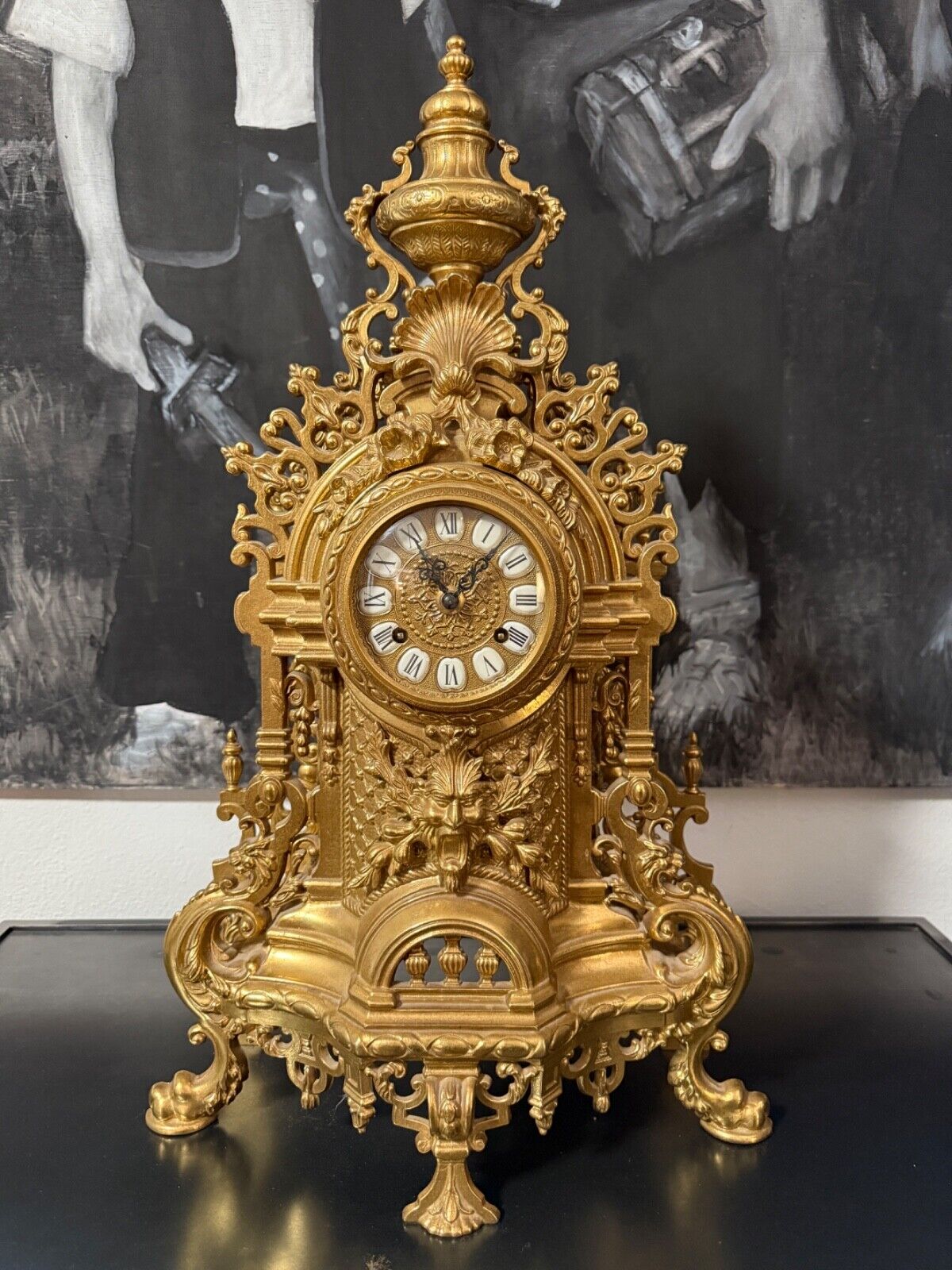 Imperial Italian Franz Hermle Brass Ornate Mantle Clock with German Movement