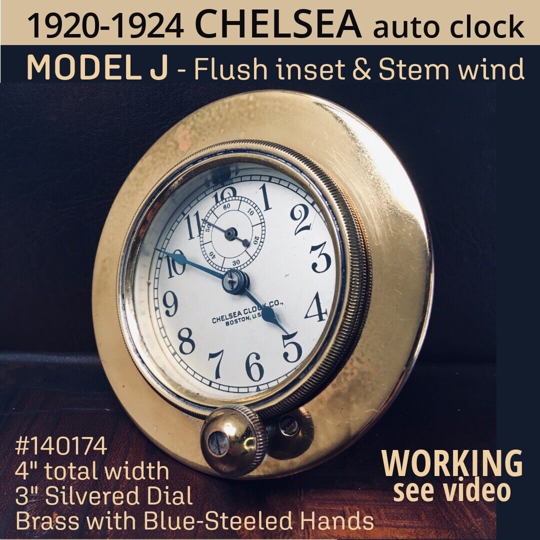 1920-1924 CHELSEA ** Model J ** AUTOMOBILE CLOCK #140174 - 8-Day WORKs see VIDEO