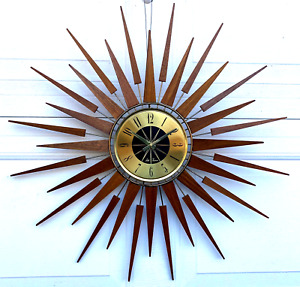 Vintage Mid Century Modern Wall Clock Seth Thomas Starflower - New Movement -MCM