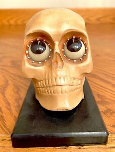 Antique J. Oswald Novelty Skull Desk Clock with Rotating Eyes Germany 1940's